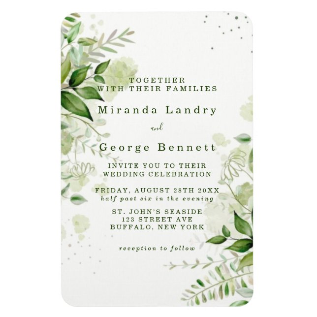 Rustic Greenery Vineyard White Wedding Invitation Magnet (Vertikal)