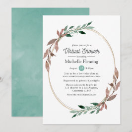 Rustic Greenery Virtual Baby oder Brautparty Einladung