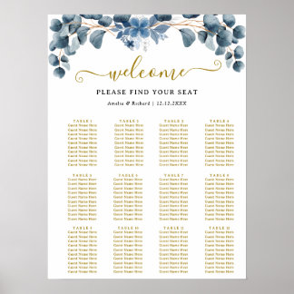 Rustic Greenery Wedding Table Plan Poster