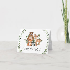 Rustic Greenery Woodland Animals Baby Shower Dankeskarte