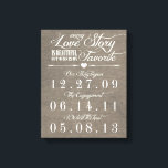 Rustic Grey Burlap Story Wedding Date Leinwand<br><div class="desc">Diese maßgeschneiderte Leinwand ist das perfekte Geschenk für Ihren großen Anderen. Dieser Artikel zeigt einen rustikalen grauen Einbruch-Look Hintergrund mit der Überschrift "Jede Liebe Geschichte ist schön, aber unsere ist mein Favorit". Passen Sie die Termine mit dem Tag an, an dem Sie sich kennengelernt haben, dem Tag, an dem Sie...</div>
