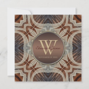 Rustic Grooves Monogram Wedding Einladung