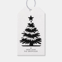 Rustic Grunge Black & White Merry Christmas Tree