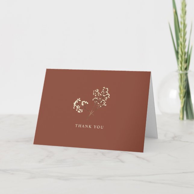 Rustic Gypsophila Terracotta Wedding Vielen Dank Dankeskarte (Vorderseite)