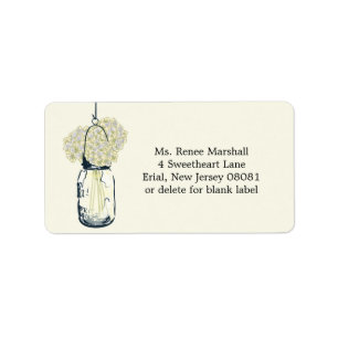 Rustic Hanging Mason Jar Hydrangeas Adressaufkleber