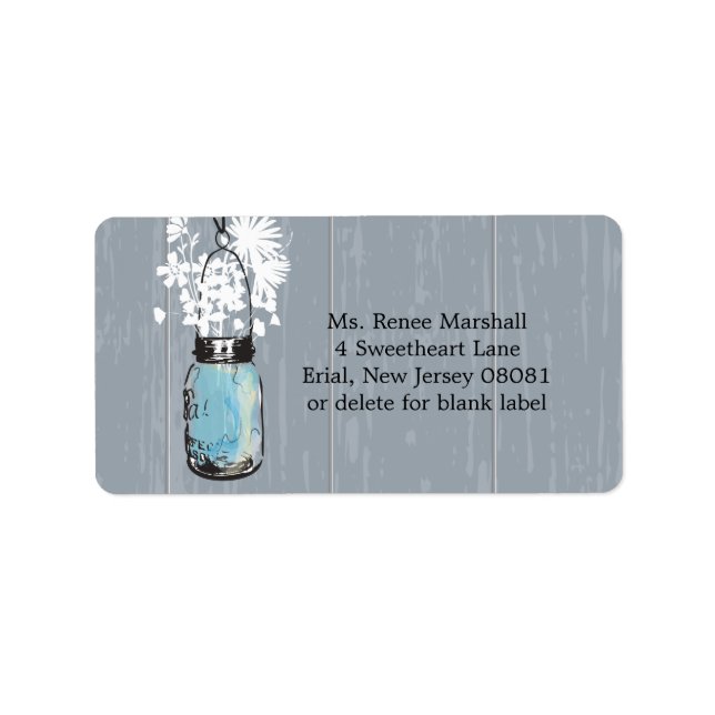 Rustic Hanging Mason Jar Wedding Adressaufkleber (Vorne)