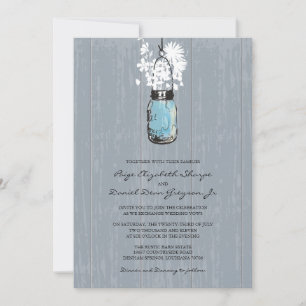 Rustic Hanging Mason Jar Wedding Einladung