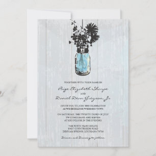 Rustic Hanging Mason Jar Wedding Einladung
