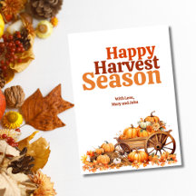 Rustic Happy Harvest Season Pumpkin Gruß