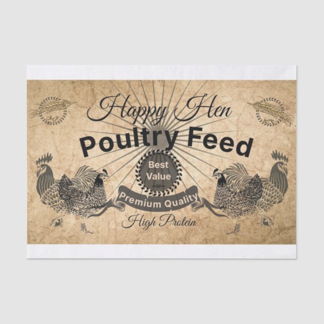Rustic Happy Hen Decoupage/Tissue Paper Seidenpapier (Vorderseite)