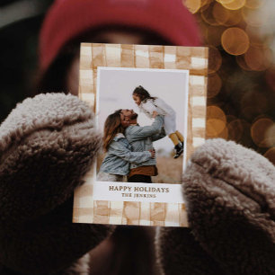 Rustic Happy Holiday En vichy Plaid Carte photo