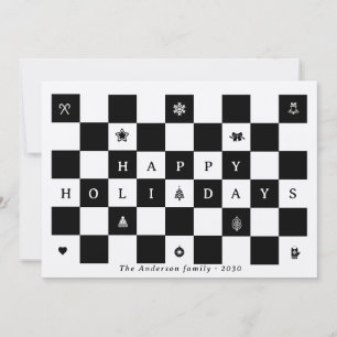 Rustic Happy Holidays Weihnachts Checkerboard Feiertagskarte