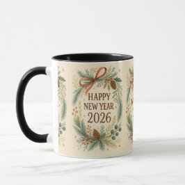 rustic happy new year 2026 coffee mug tasse