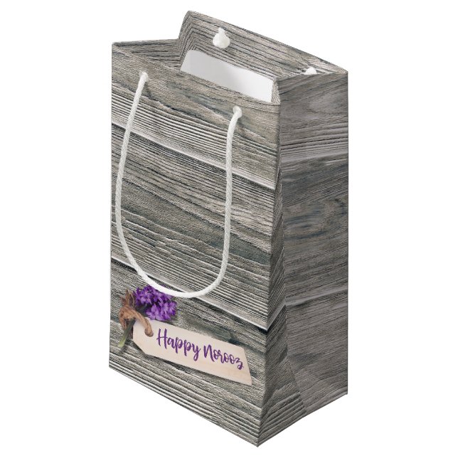 Rustic Happy Noroz Hyacinth - Kleine Geschenktasch Geschenktüte (Vorderseite Schrägansicht)