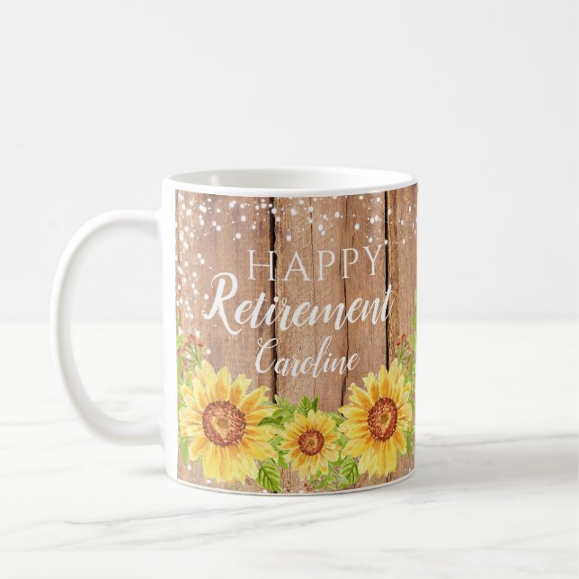 Rustic Happy Retirement Sonnenblumen Tasse (Links)