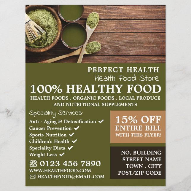 Rustic Health Food Store Advertising Flyer (Vorne)