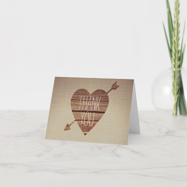 Rustic Heart Arrow Country Vielen Dank Anmerkungen Dankeskarte (Vorderseite)