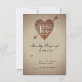 Rustic Heart Arrow Country Wedding RSVP Cards