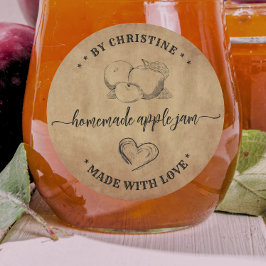 Rustic Heart Handmade mit Liebe Apfel-Marmelade Et Runder Aufkleber