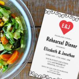 Rustic Heart Monogram Probe Dinner Einladung