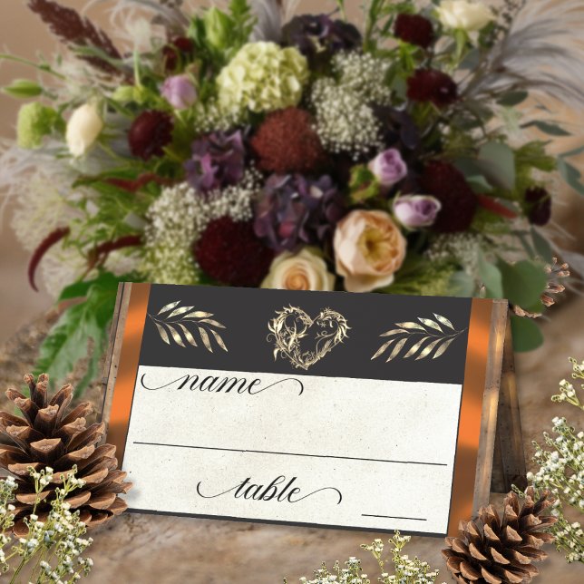 Rustic Heart & Monogramm - Kupfer Platzkarte (Von Creator hochgeladen)