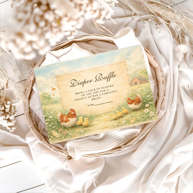 Rustic Hen and Chicks Diapper Raffle Begleitkarte (Von Creator hochgeladen)