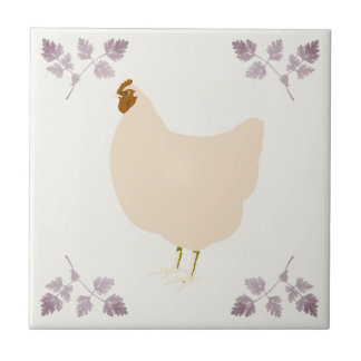 Rustic Hen Chicken and Chervil Herbs Ceramic Tile Fliese