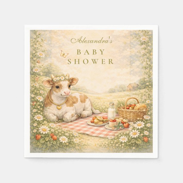 Rustic Highland Cow Baby Shower Serviette (Vorderseite)