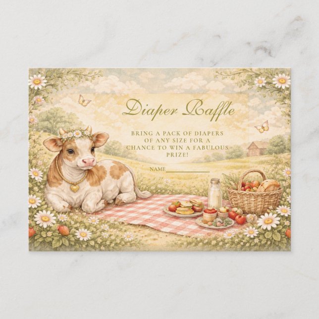 Rustic Highland Cow Diapper Raffle Begleitkarte (Vorderseite)