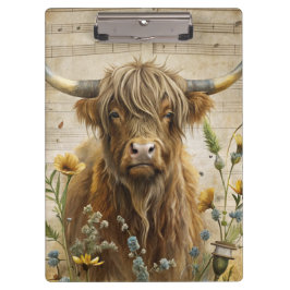 Rustic Highland Cow  Klemmbrett