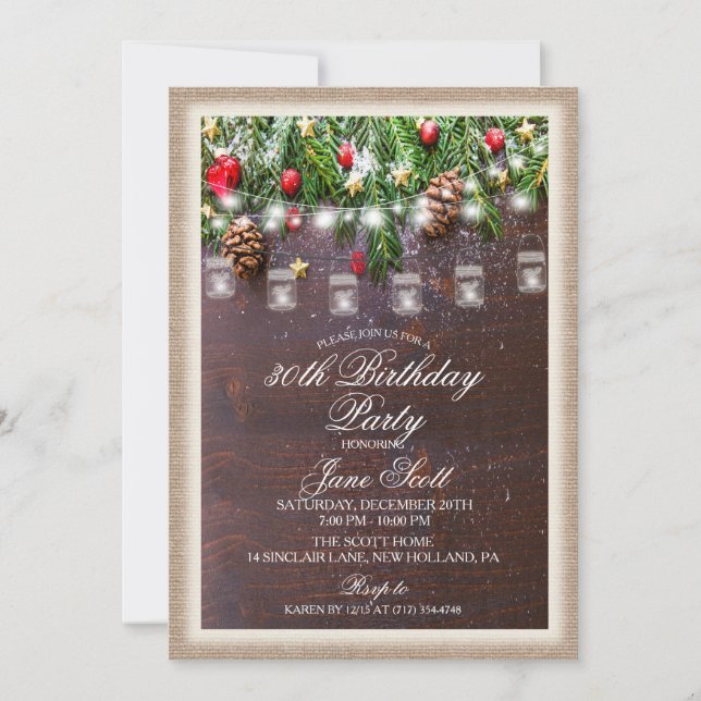 Rustic Holiday Anniversaire Fête Invitation (Devant)