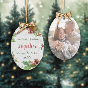 Rustic Holly Pine Together Mileston Custom Foto Ornament