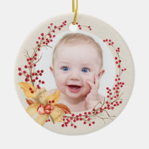 Rustic Holly Wreath Foto Baby's First Christmas
