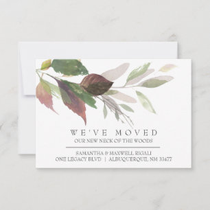 Rustic Home Moving Faire-part Aquarelle Feuilles