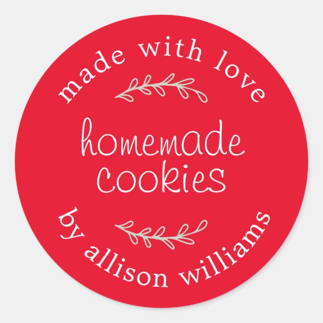 Rustic Homemade Baked Goods Cookies Red Runder Aufkleber (Vorderseite)