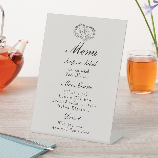 Rustic Horse Country Western Elegant Wedding Menu Sockelschild (In Situ)
