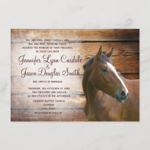 Rustic Horse Grange Wood Wedding Invitations
