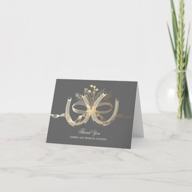 Rustic Horseshoes Gold Country Wedding Vielen Dank Dankeskarte (Vorderseite)