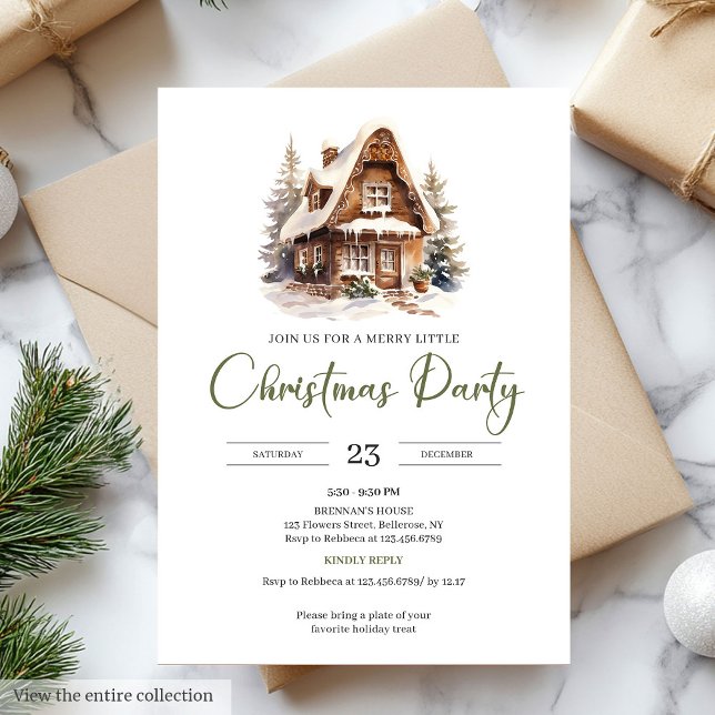 Rustic House Minimalist Scandinavian Style Xmas Einladung (Rustic Taupe Minimalist Scandinavian Style Christmas Party

)