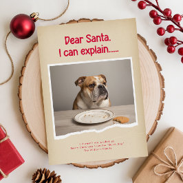 Rustic Humorous Funny Bulldog Pet Photo Christmas Feiertagskarte