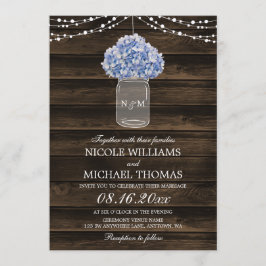 Rustic Hydrangea Mason Jar Barn Wood Wedding Einladung