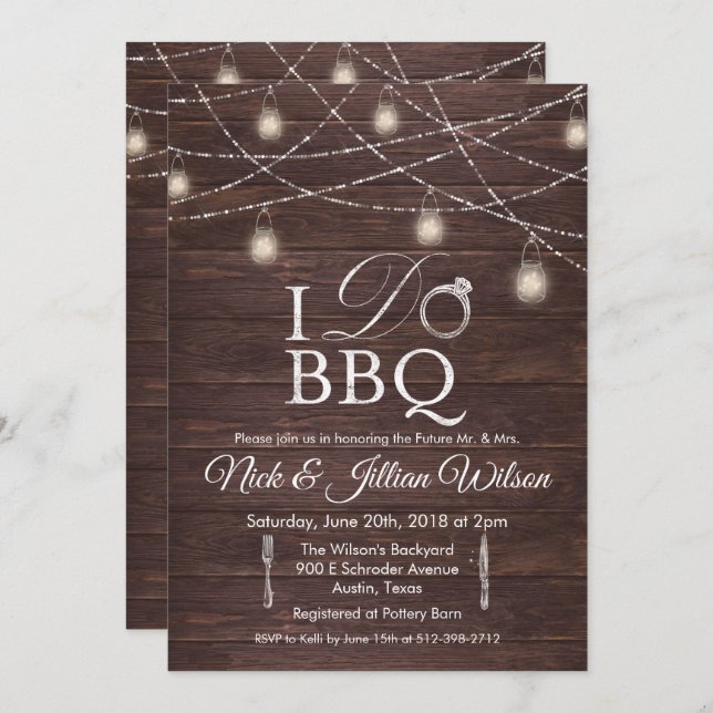 Rustic I DO BBQ Couples Showwwvous Invitation (Devant / Derrière)