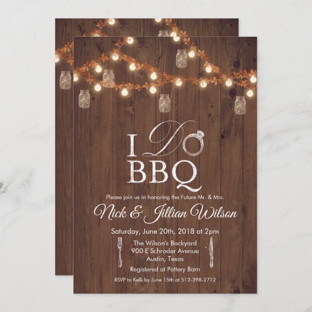 Rustic I DO BBQ Couples Showwwvous Invitation (Devant / Derrière)