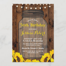 Rustic Jar Birthday Party Wood Sunflower Einladung