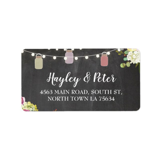 Rustic Jars Chalk Address Lights Labels Stickers Adressaufkleber (Vorne)