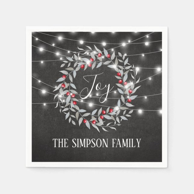 Rustic Joy Festive Weihnachtsfeier Serviette (Vorderseite)