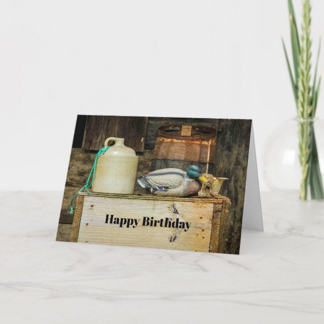 Rustic Jug Duck Decoy Foto Birthday Karte (Vorderseite)