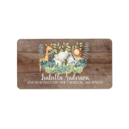 Rustic Jungle Animal Baby Shooting Label Adressaufkleber