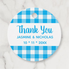 Rustic Kariert Blue Gingham Wedding Vielen Dank Geschenkanhänger