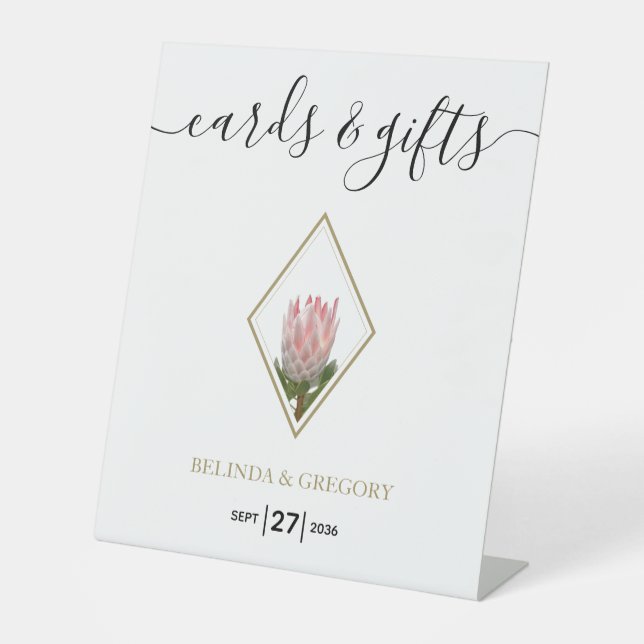 Rustic King Protea Wedding Cards & Gifts Sockelschild (Vorderseite)